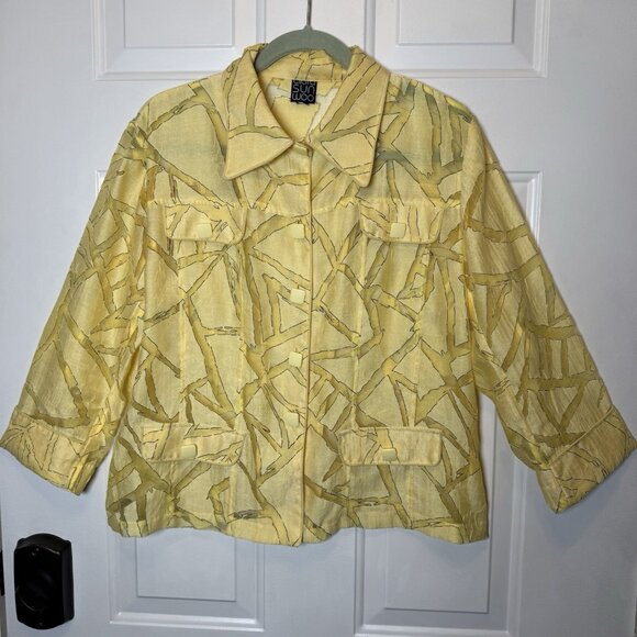 Clara Sun Woo Jackets & Blazers - Clara Sun Woo Button Front Linen Blend Jacket Lightweight Sheer Sz XL